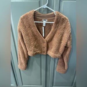 NWT PINK Victoria’s Secret Fluffy Cropped Cardigan